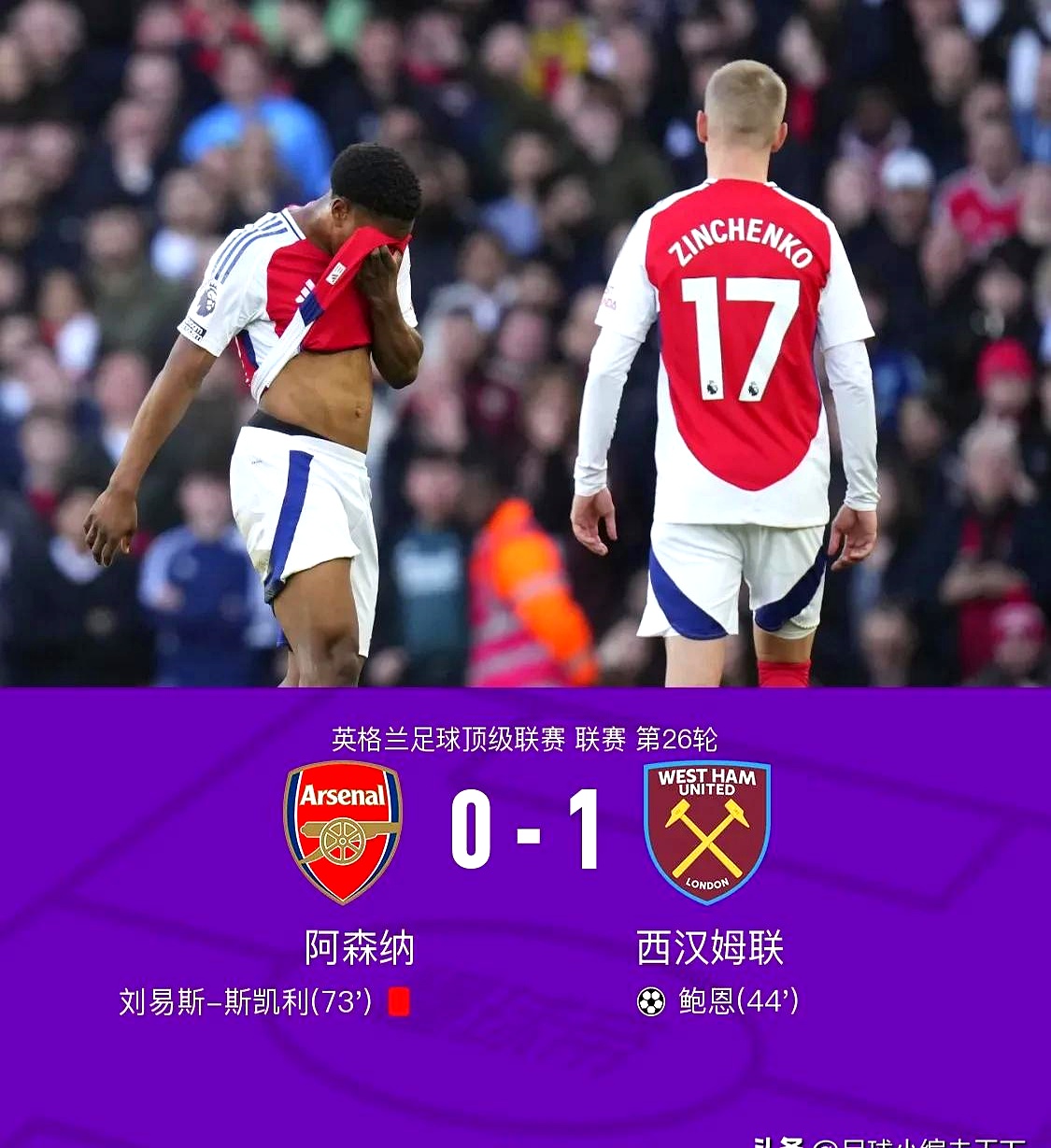熊猫直播-阿森纳主场大胜,西汉姆联惨败收场